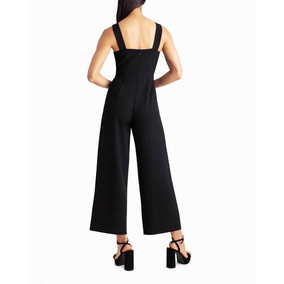 NEW NICOLE MILLER charli stretch crepe halter neck jumpsuit in very black - Picture 2 of 4